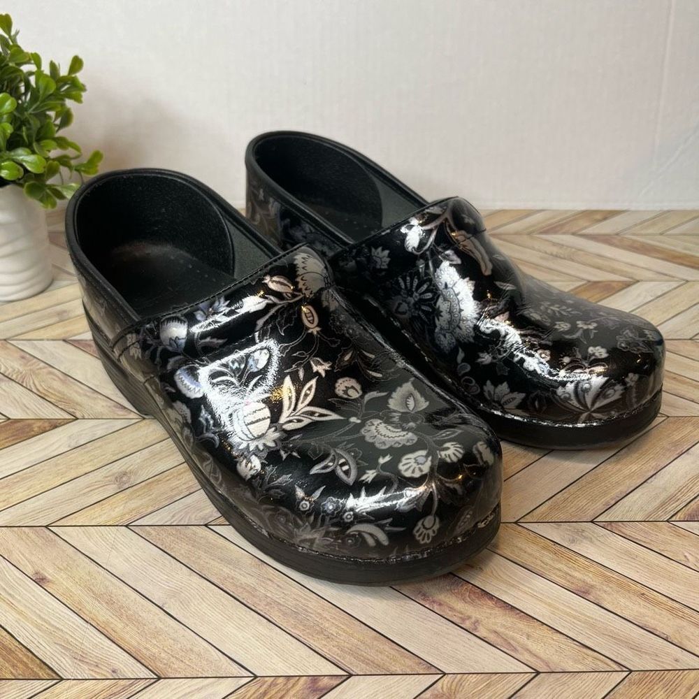Dansko Black Floral Mules